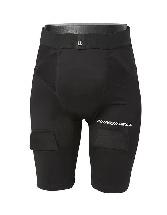 PANTALÓN CORTO WINNWELL DE COMPRESIÓN CON PROTECTOR PÉLVICO Y VELCROS YTH.\JR.\SR. WINNWELL